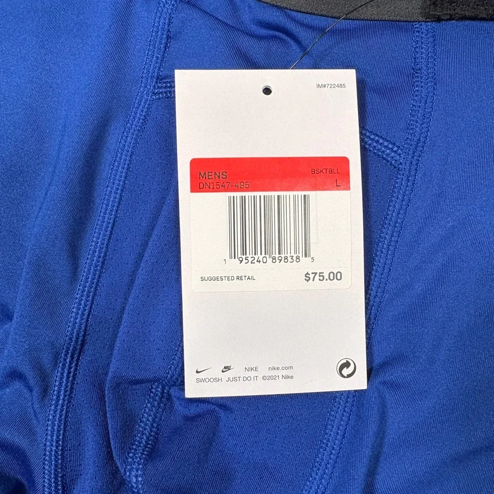 Nike Pro NBA 3/4 Compression Tights Player Issue Base Layer Blue L NWOT DN1547